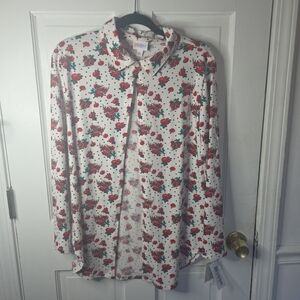 LuLaRoe Red Floral Men's Button Down Shirt